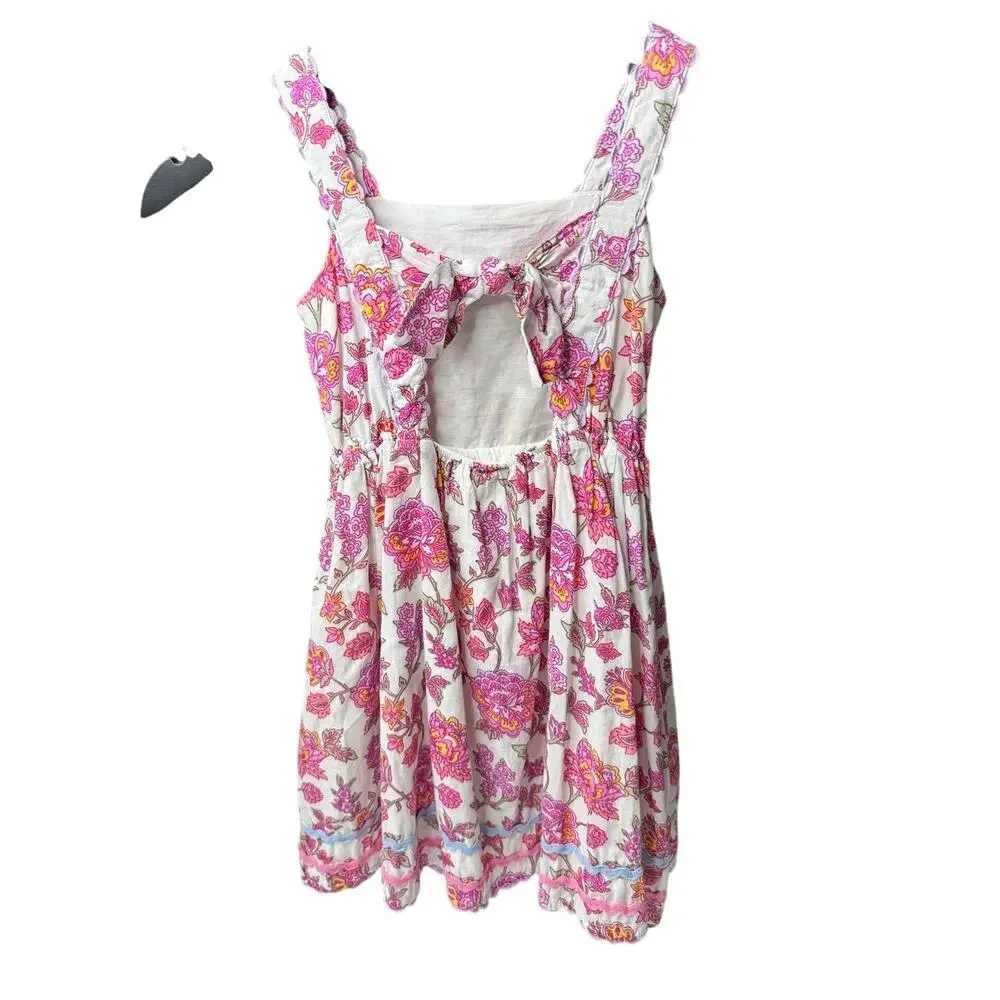 Cotton On Kids Pink Floral Bow-Back Dress Girls Size 6 Cottagecore